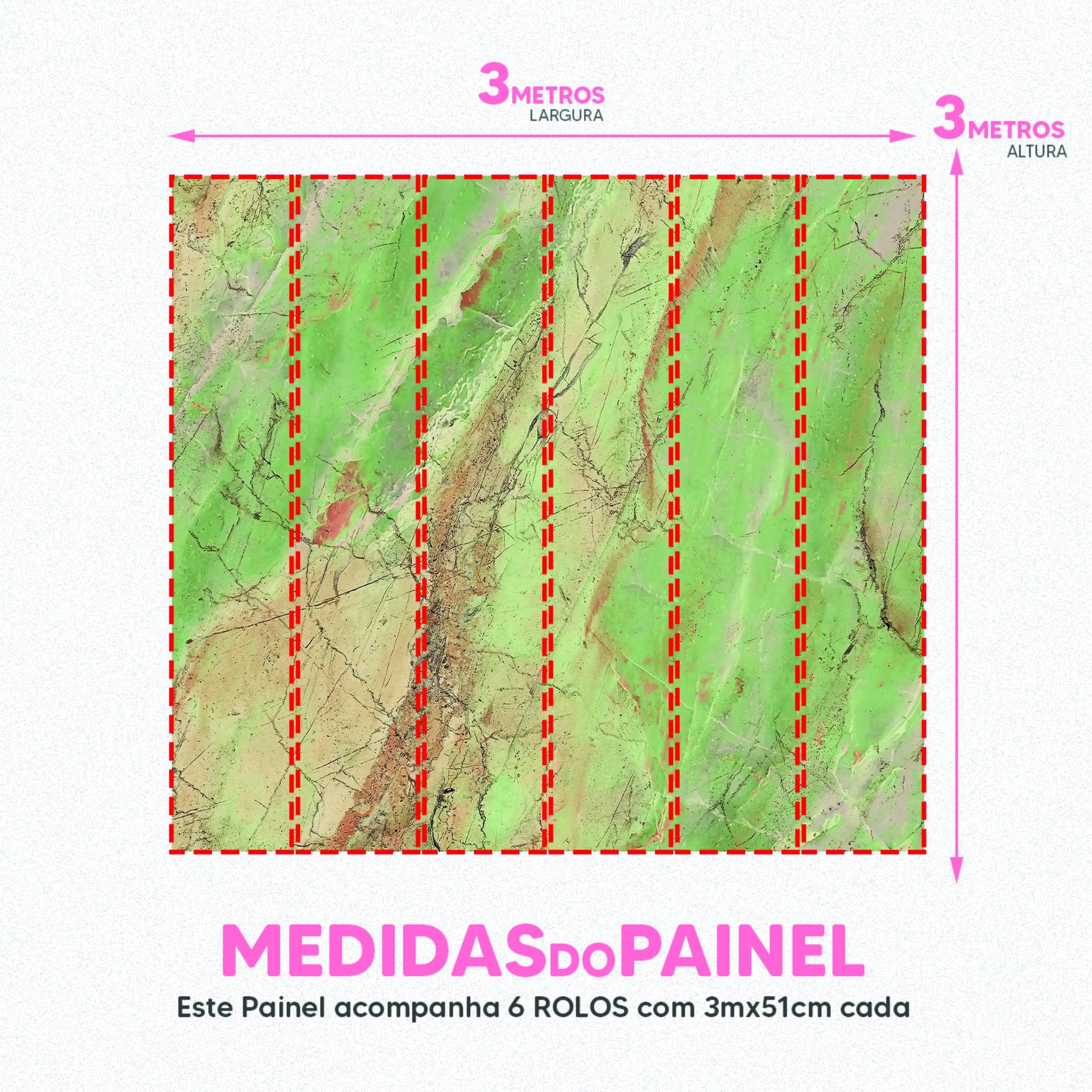 Papel de Parede Painel 3D Mármore Calacata Verde Viníl 3M Auto Colante Lavável Revestimento - 5