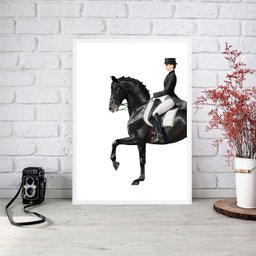 Quadro Hipismo - Mulher Montada Cavalo 24x18cm:madeira Preta - 2