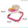 Andador Bebê Infantil Musical Primeiros Passos do Bebê +4 Meses Até 12Kg Styll Baby - Rosa - 4