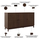 Ver imagem 5 de Aparador Buffet para Sala de Jantar 3 Portas 160cm Madeira Maciça Ethos F06 Café - Lyam Decor