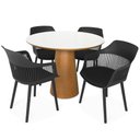 Ver imagem 1 de Conjunto Mesa de Jantar Redonda Quiara 100cm Branco com 4 Cadeiras Marcela - Preto
