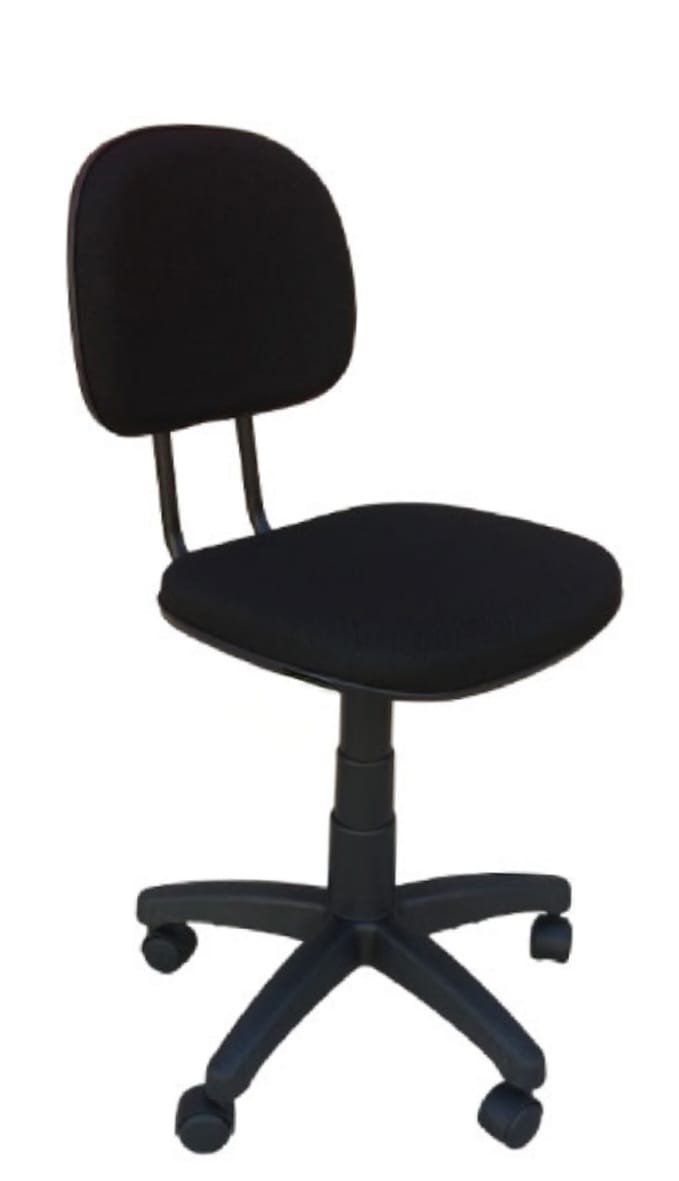 Cadeira secretária sem regulagem de altura e L duplo tecido preto