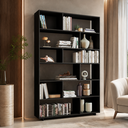 Ver imagem 3 de Estante para Livros 5 Prateleiras 12 Nichos BE47 Preto - BRV Móveis