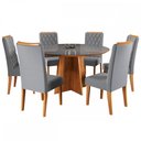Ver imagem 2 de Mesa de Jantar 6 Lugares Virginia com Vidro Mel/Veludo Cinza/Grafite - Panorama Móveis