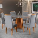 Ver imagem 1 de Mesa de Jantar 6 Lugares Virginia com Vidro Mel/Veludo Cinza/Grafite - Panorama Móveis