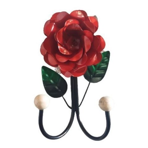 Cabide 2 Ganchos Rosas de Ferro - Suporte Duplo:vermelho