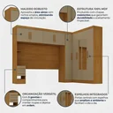 Ver imagem 5 de Guarda Roupa Casal Modulado com Espelho e Cabeceira 100% MDF Imperial Yescasa Cinamomo/Cappuccino