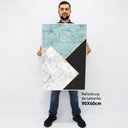 Ver imagem 2 de Quadro Decorativo Caixa Alta com Vidro Geométrico Mármore Luxo Prime TaColado Moldura Preta 90 x 60c