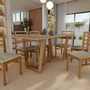 Ver imagem 3 de Conjunto Sala de Jantar Elisa em Madeira Maciça 6 Cadeiras Linho Fendi
