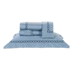 Jogo de Lençol Queen 400 Fios Egípcio Cinza 100% Algodão Bordado 4 Peças - 1