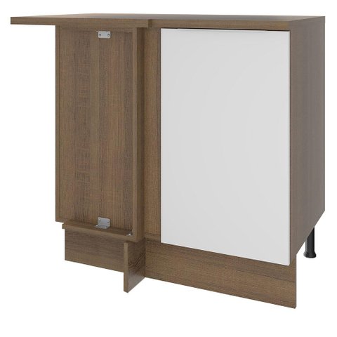 Balcão de Canto Madesa Stella 1 Porta Rustic/Branco