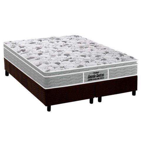 Cama Box Queen: Colchão Espuma D45 Probel /EP Guarda Costas Próextreme Plus + Base CRC Suede Brown