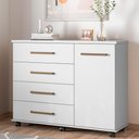 Ver imagem 2 de Cômoda Para Quarto 1 Porta 4 Gavetas Flora D02 Branco - Mpozenato