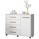 Ver imagem 1 de Cômoda Para Quarto 1 Porta 4 Gavetas Flora D02 Branco - Mpozenato