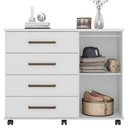 Ver imagem 3 de Cômoda Para Quarto 1 Porta 4 Gavetas Flora D02 Branco - Mpozenato