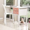 Ver imagem 1 de Escrivaninha Infantil Club House Sweet com Casatema MadeiraOriginals 120cm Pés em Madeira Maciça Madeiraoriginals Branco e Rosa