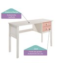 Ver imagem 2 de Escrivaninha Infantil Club House Sweet com Casatema MadeiraOriginals 120cm Pés em Madeira Maciça Madeiraoriginals Branco e Rosa
