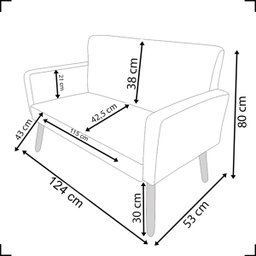 Namoradeira Decorativa Para Sala Nina 2 Lugar Para Recepção Manicure Escritório Suede - 2