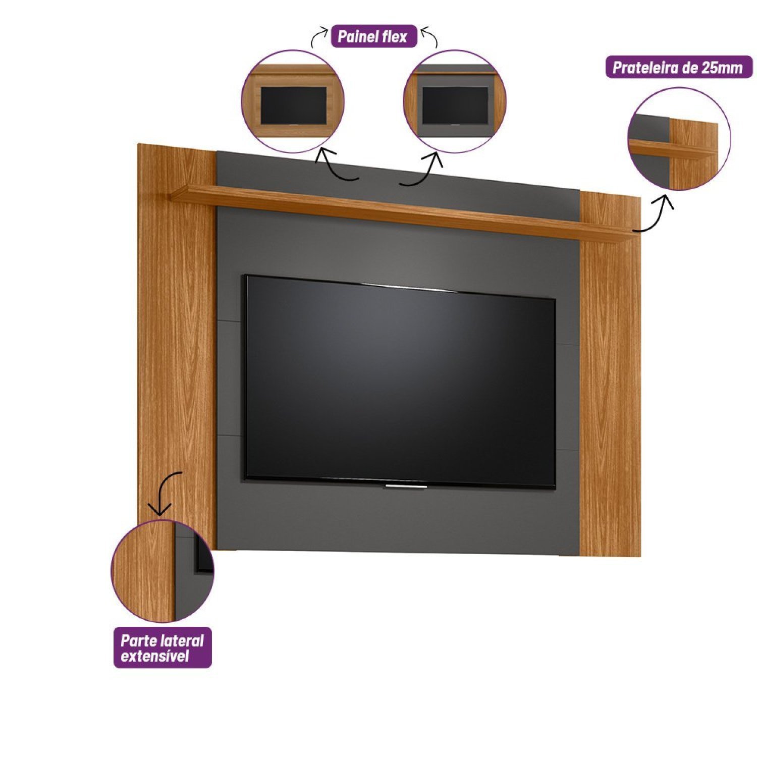 Painel Extensível para TV 55 Polegadas Tulum Linea Brasil - 3