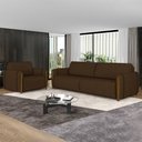 Ver imagem 2 de Conjunto Sofá 3 Lugares 223cm e Poltrona 98cm Amaranto M22 Veludo Marrom - Mpozenato