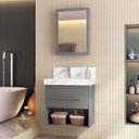 Ver imagem 1 de Conjunto para Banheiro com Espelheira e Cuba de Porcelanato 60cm Fox Yescasa Cinza