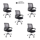 Ver imagem 1 de Kit 5 Cadeiras de Escritorio Begonia Tela Mesh Ergonomica - Preto + E-book
