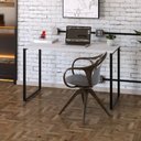 Ver imagem 1 de Escrivaninha Mesa Escritório Office Estilo Kuadra 120cm Industrial Branco Chess Marrom