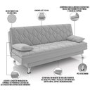 Ver imagem 4 de Sofá Cama para Sala de Estar Quarto 193cm Lia M03 Veludo Cinza - Lyam Decor