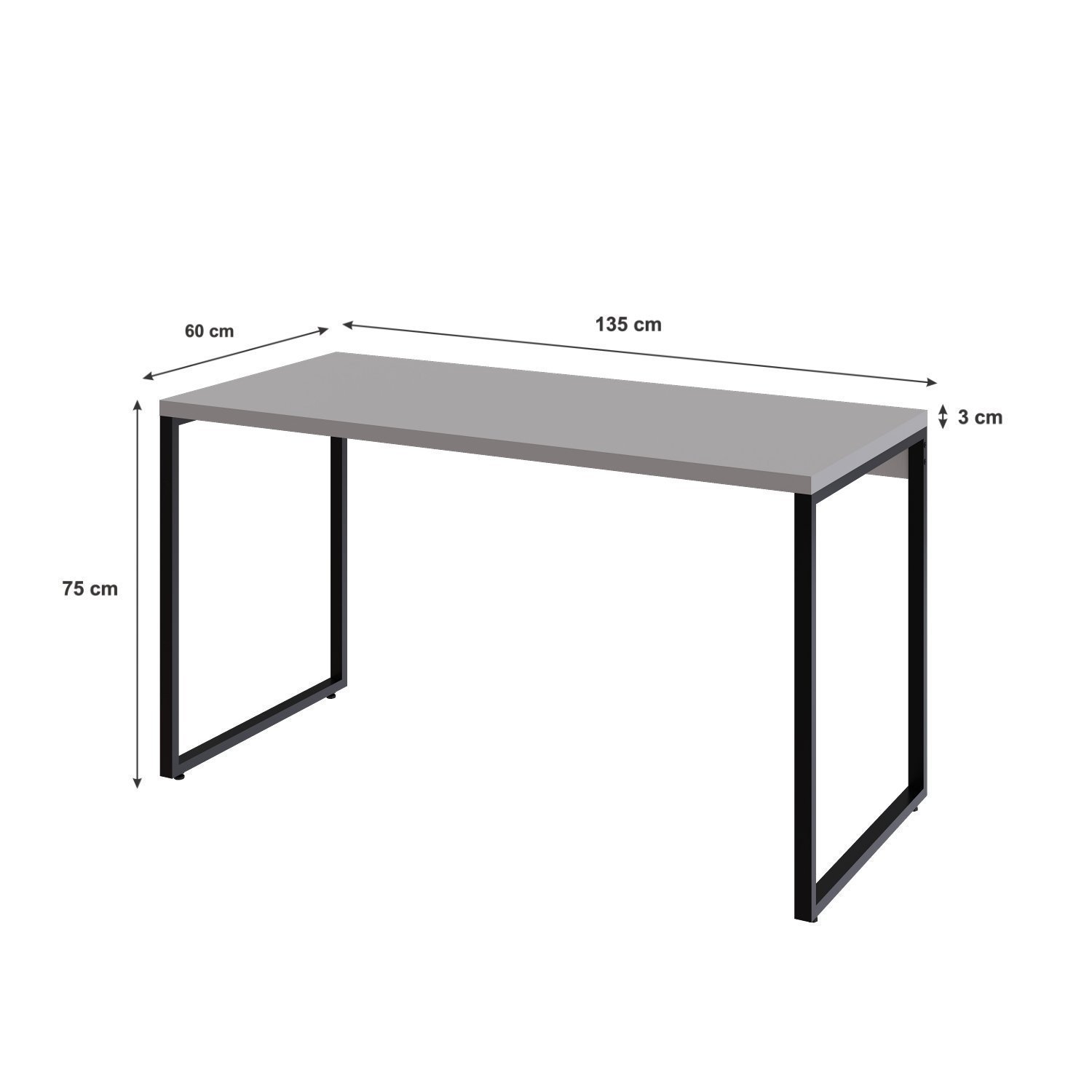 Mesa para Escritório Office Estilo Industrial 135cm Kuadra  - 3