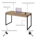 Ver imagem 5 de Escrivaninha Mesa Escritório Kuadra 2 Gavetas 135cm Industrial Lâmina Mel Marrom