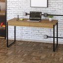 Ver imagem 1 de Escrivaninha Mesa Escritório Kuadra 2 Gavetas 135cm Industrial Lâmina Mel Marrom