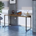 Ver imagem 1 de Escrivaninha Mesa Escritório Diretor Estilo Kuadra 150cm Industrial Lâmina Mel Marrom
