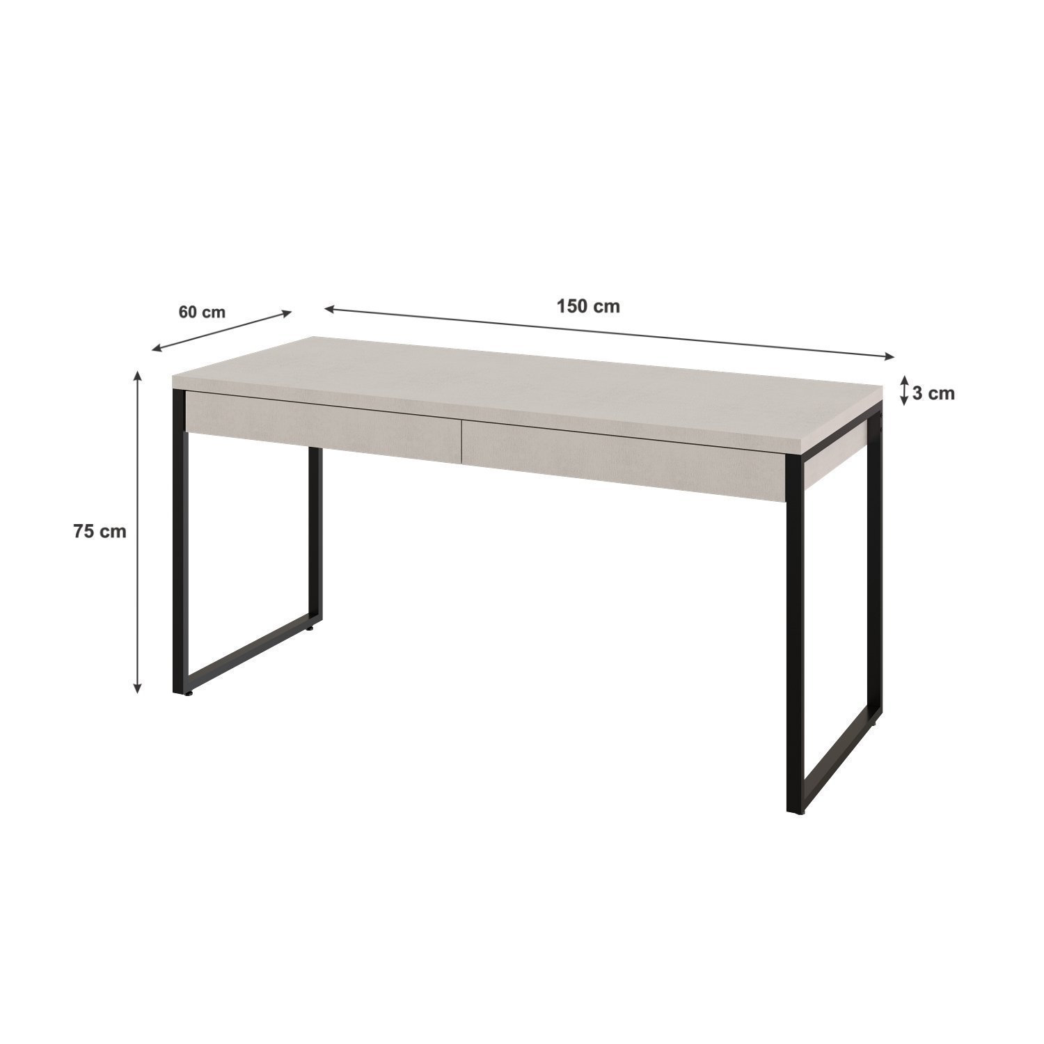 Mesa para Escritório 150cm 2 Gavetas Kuadra  - 3