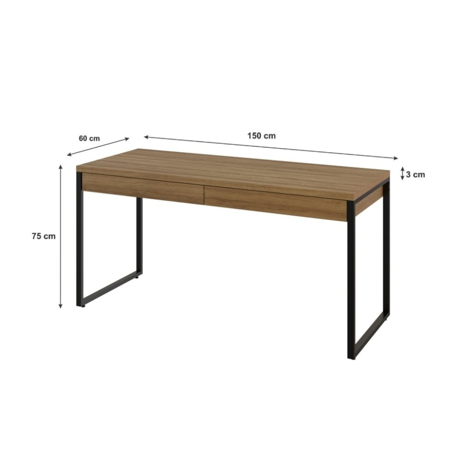 Mesa para Escritório 150cm 2 Gavetas Kuadra  - 3