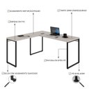 Ver imagem 5 de Escrivaninha Mesa Escritório em L Estilo 1,50MX1, Kuadra Compace 150cm Industrial Branco Chess Marro