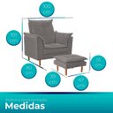 Ver mais imagens de Poltrona Amamentar Ergonômica com Puff em Suede - Meu Estofado:cinza Trovão