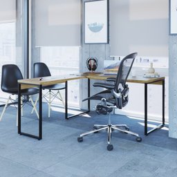 Mesa de Escritório em L Estilo Industrial 1,50Mx1,50M Kuadra Compace - 7
