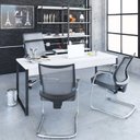 Ver imagem 2 de Escrivaninha Mesa Escritório Estilo Diretor Kuadra 180cm Industrial Branco Chess Marrom