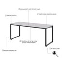 Ver imagem 5 de Escrivaninha Mesa Escritório Estilo Diretor Kuadra 180cm Industrial Branco Chess Marrom