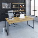Ver imagem 1 de Escrivaninha Mesa Escritório Estilo Diretor Kuadra 180cm Industrial Lâmina Mel Marrom