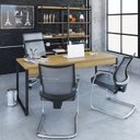 Ver imagem 2 de Escrivaninha Mesa Escritório Estilo Diretor Kuadra 180cm Industrial Lâmina Mel Marrom
