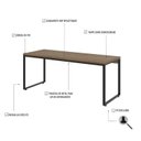 Ver imagem 5 de Escrivaninha Mesa Escritório Estilo Diretor Kuadra 180cm Industrial Lâmina Mel Marrom