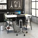 Ver imagem 6 de Escrivaninha Mesa Escritório Cavalete 135cm 4 Prateleiras Estilo Industrial Kuadra