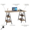 Ver imagem 3 de Escrivaninha Mesa Escritório Cavalete Estilo Kuadra 4 Prateleiras 135cm Industrial Carvalho Marrom