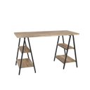 Ver imagem 4 de Escrivaninha Mesa Escritório Cavalete Estilo Kuadra 4 Prateleiras 135cm Industrial Carvalho Marrom