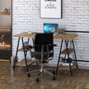 Ver imagem 1 de Escrivaninha Mesa Escritório Cavalete Estilo Kuadra 4 Prateleiras 135cm Industrial Carvalho Marrom