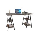 Ver imagem 2 de Escrivaninha Mesa Escritório Cavalete Estilo Kuadra 4 Prateleiras 135cm Industrial Carvalho Dark Marrom