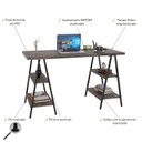 Ver imagem 5 de Escrivaninha Mesa Escritório Cavalete Estilo Kuadra 4 Prateleiras 135cm Industrial Carvalho Dark Marrom