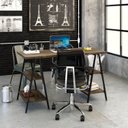 Ver imagem 6 de Escrivaninha Mesa Escritório Cavalete Estilo Kuadra 4 Prateleiras 135cm Industrial Carvalho Dark Marrom