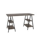 Ver imagem 3 de Escrivaninha Mesa Escritório Cavalete Estilo Kuadra 4 Prateleiras 135cm Industrial Carvalho Dark Marrom